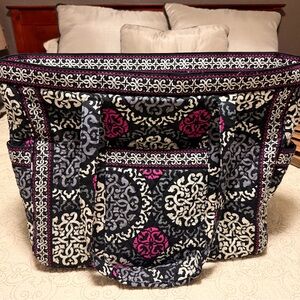Vera Bradley Black and Pink Tote Bag Canterberry magenta